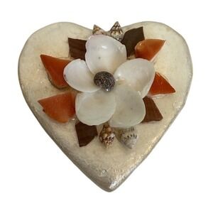 Vintage Heart Trinket Box Seashell Flower Decor Keepsake Jewelry Organizer